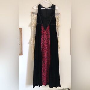 Cykxtees The Creative Brand vintage maxi slip dress goth medieval velvet roses
